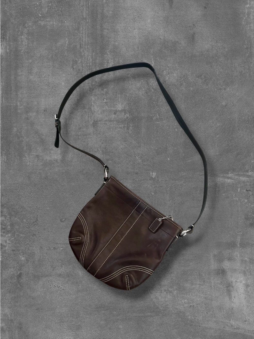 Women’s Cosch Brown Leather Crossbody Bag - Classic Casual Shoulder Bag